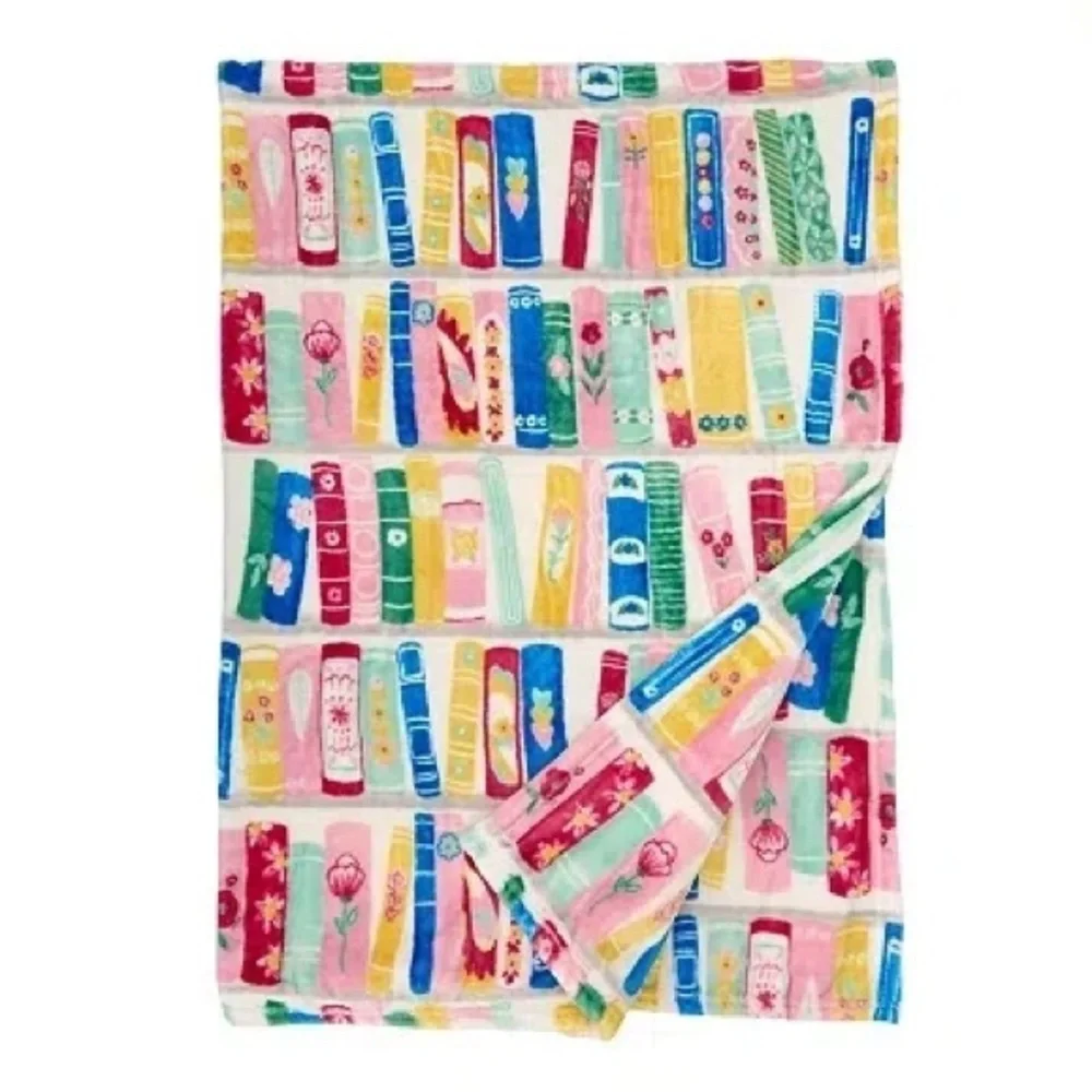 Kirkland’s Home Colorful Book Plush Throw Blanket Multicolor - Picture 2 of 6